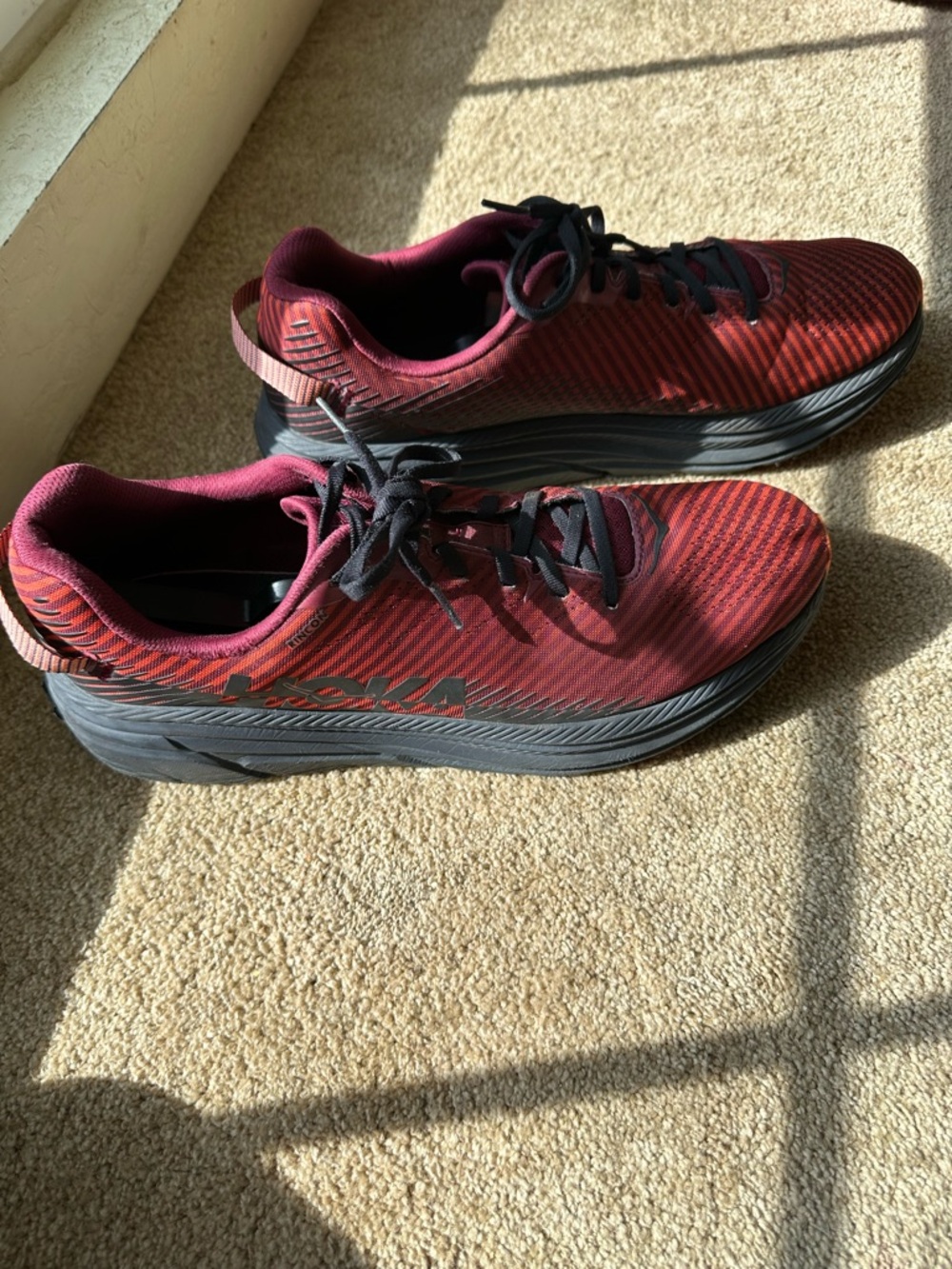 Hoka one one rincon Men’s size13 Athletic Shoes - Burgundy with Black Sole